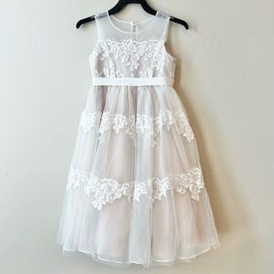 David’s Bridal Champagne Flower Girl Dress, Size 5